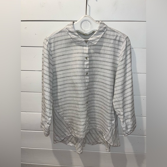 HABITAT clothes to live in - 100% Linen Striped Shirt - Size L ☀️ - Picture 8 of 10